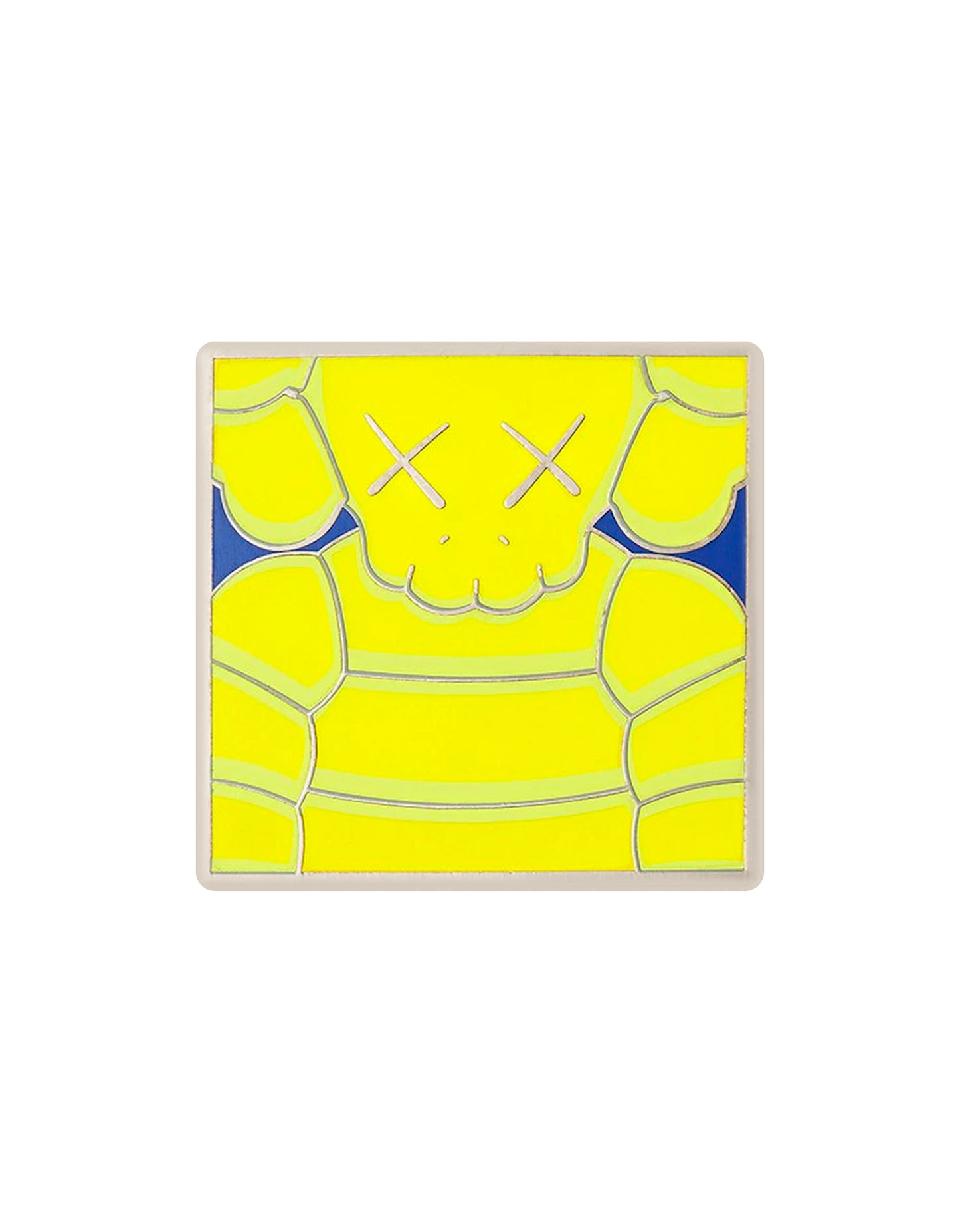 KAWS - Brooklyn Museum WHAT PARTY Square Chum Yellow Enamel Pin