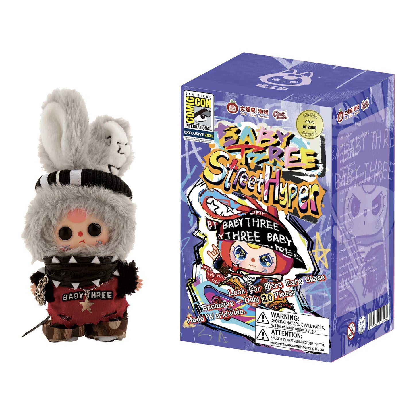 Baby Three "Street Hyper" Vinyl Plush "Purple" Blind Box SDCC 2025 Exclusive by UCC