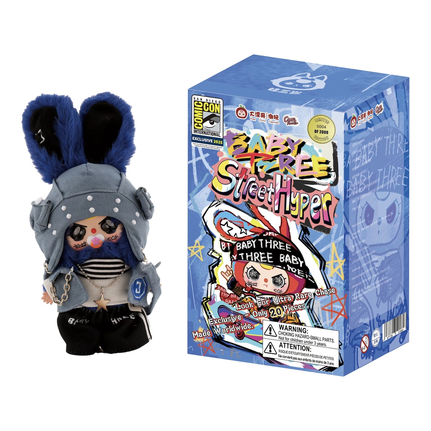 Baby Three "Street Hyper" Vinyl Plush "Blue" Blind Box SDCC 2025 Exclusive by UCC