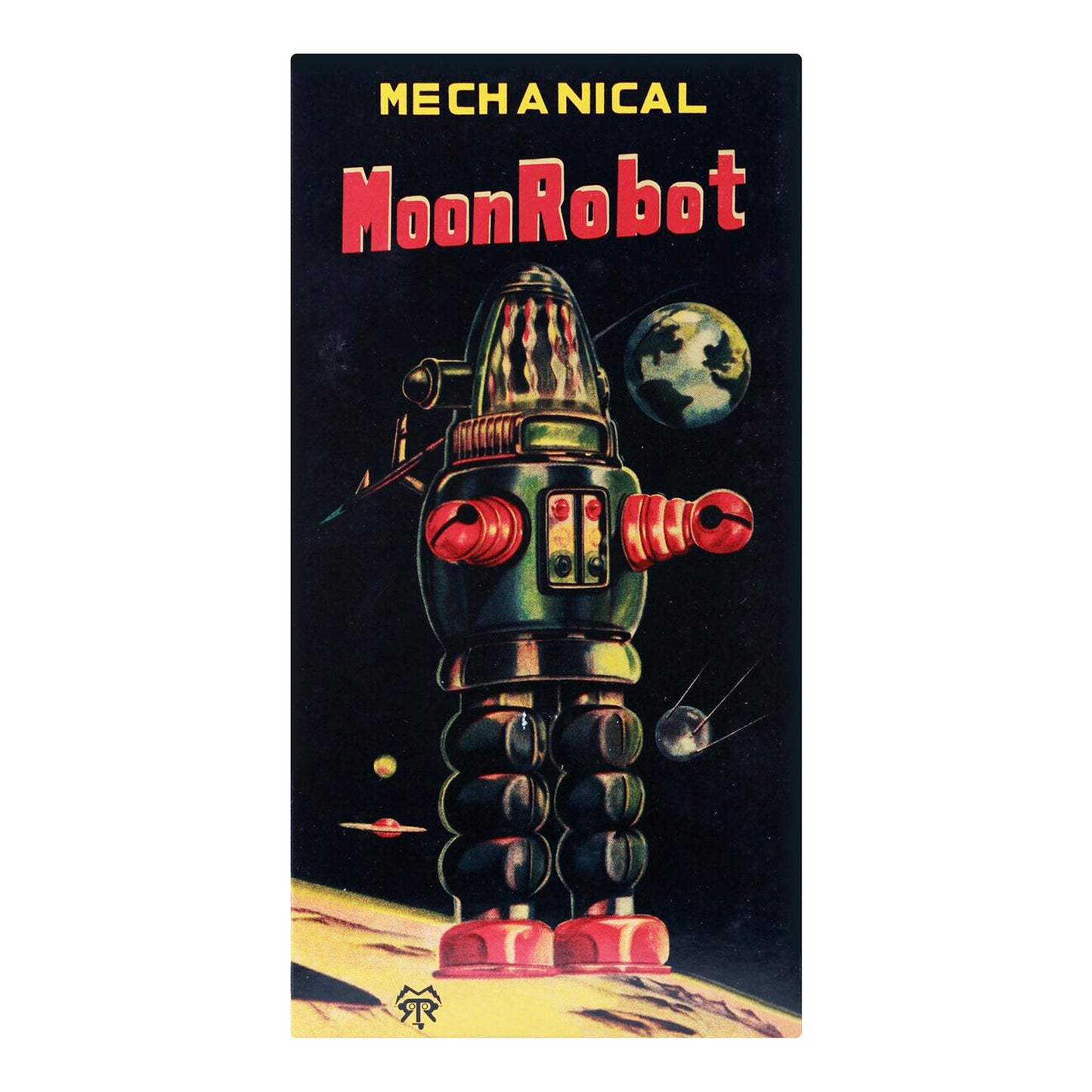 Yonezawa: Mechanical Moon Robot Blue Tin Toy Wind-Up Made in Japan