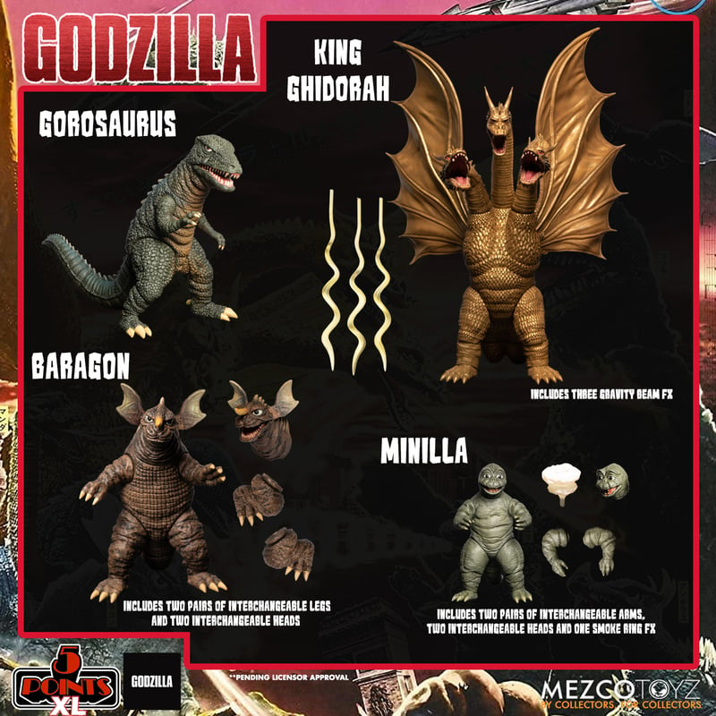MEZCO TOYZ: 5 POINTS XL - Godzilla: Destroy All Monsters (1968) - Round 2 Boxed Set