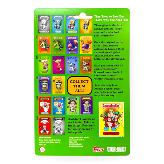 Garbage Pail Kids - Leaky Lindsay Glow in the Dark Enamel Pin and Trading Card