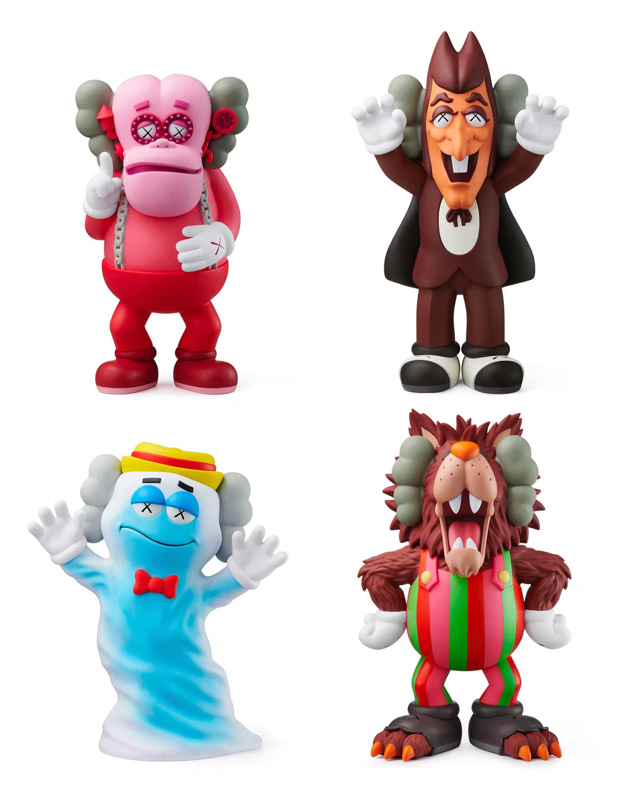 KAWS - Cereal Monsters Franken Berry, Count Chocula, Boo Berry, Frute Brute  Set of 4, 2024