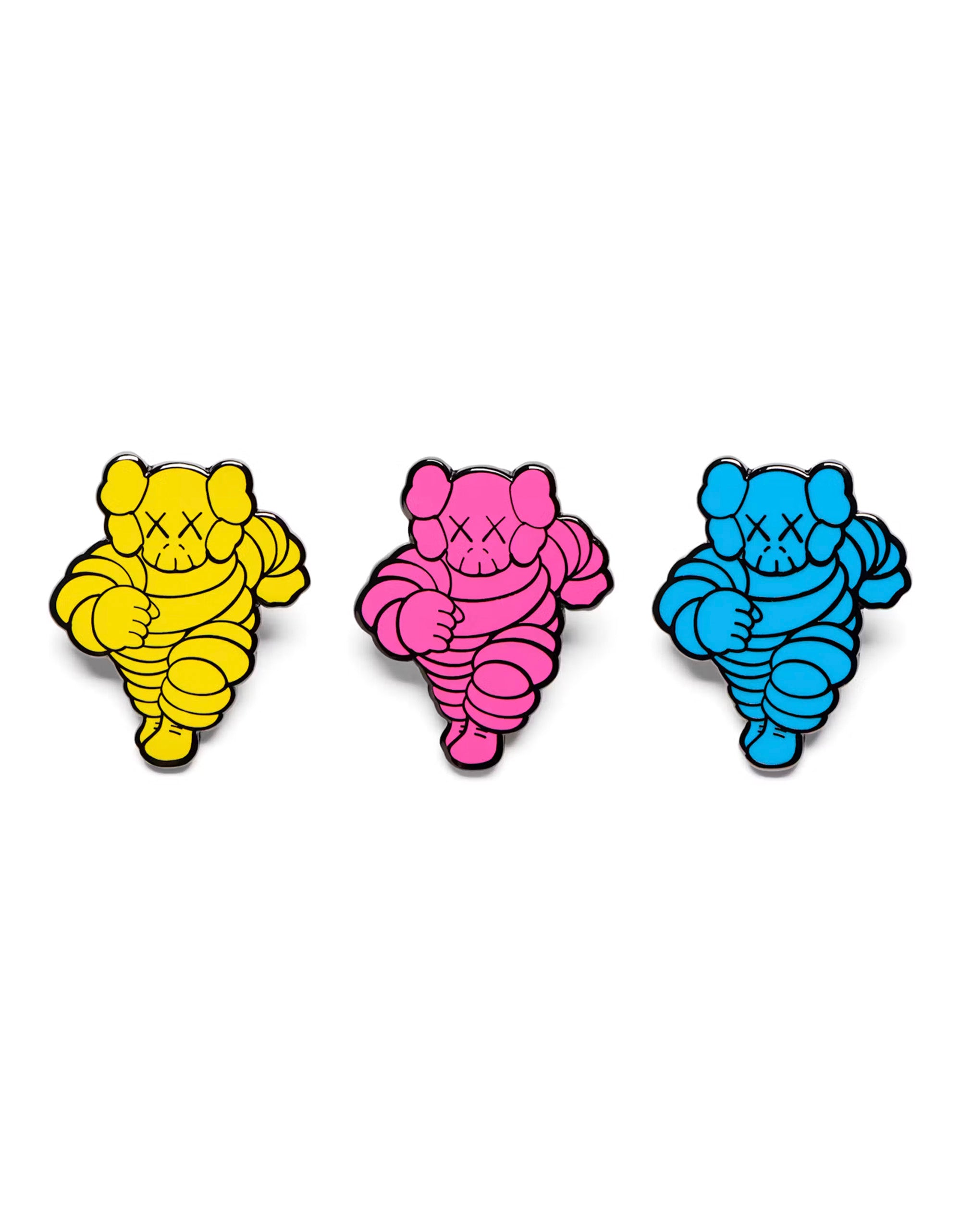 KAWS - Chum Set of 3 Yellow Pink Blue Enamel Pin – TOY TOKYO