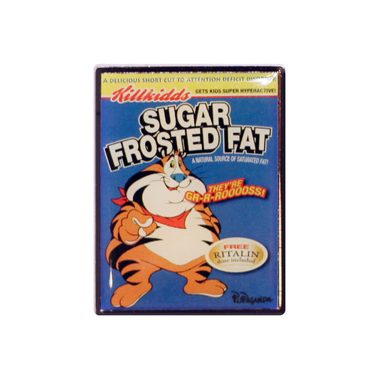 Ron English x MINDstyle: Popaganda - Sugar Frosted Fat Cereal Box Enamel Pin