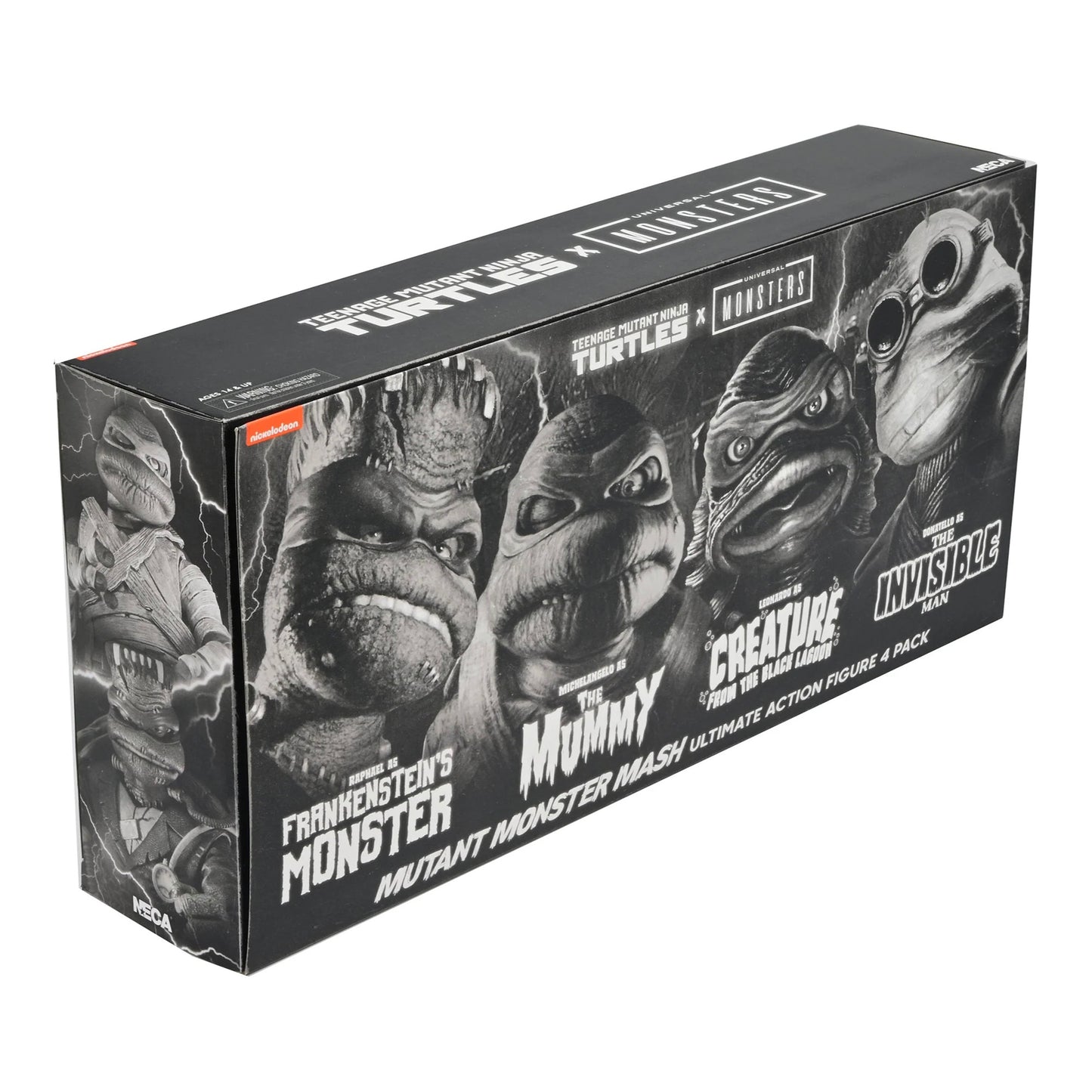 NECA: Universal Monsters x Teenage Mutant Ninja Turtles – Black & White Turtles 7” Scale Action Figure 4-Pack