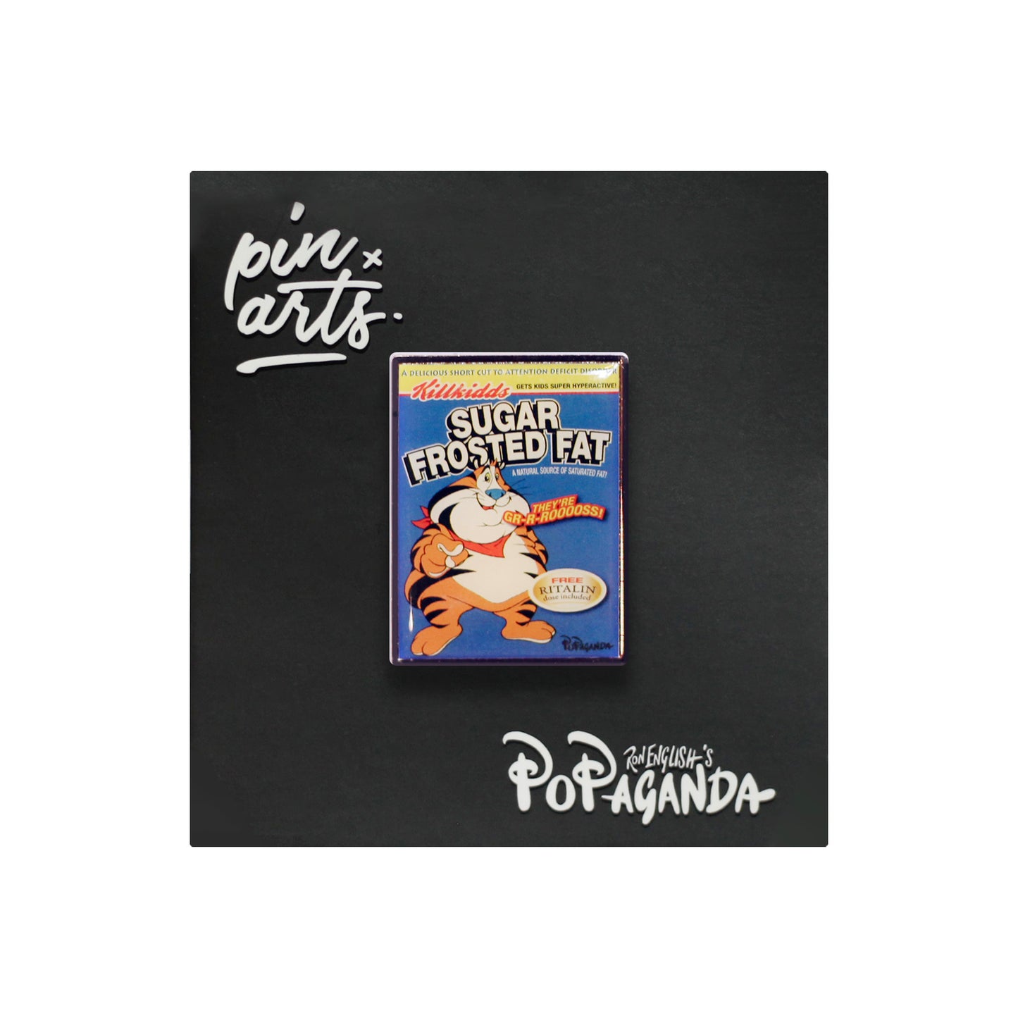 Ron English x MINDstyle: Popaganda - Sugar Frosted Fat Cereal Box Enamel Pin