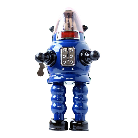 Yonezawa: Mechanical Moon Robot Blue Tin Toy Wind-Up Made in Japan
