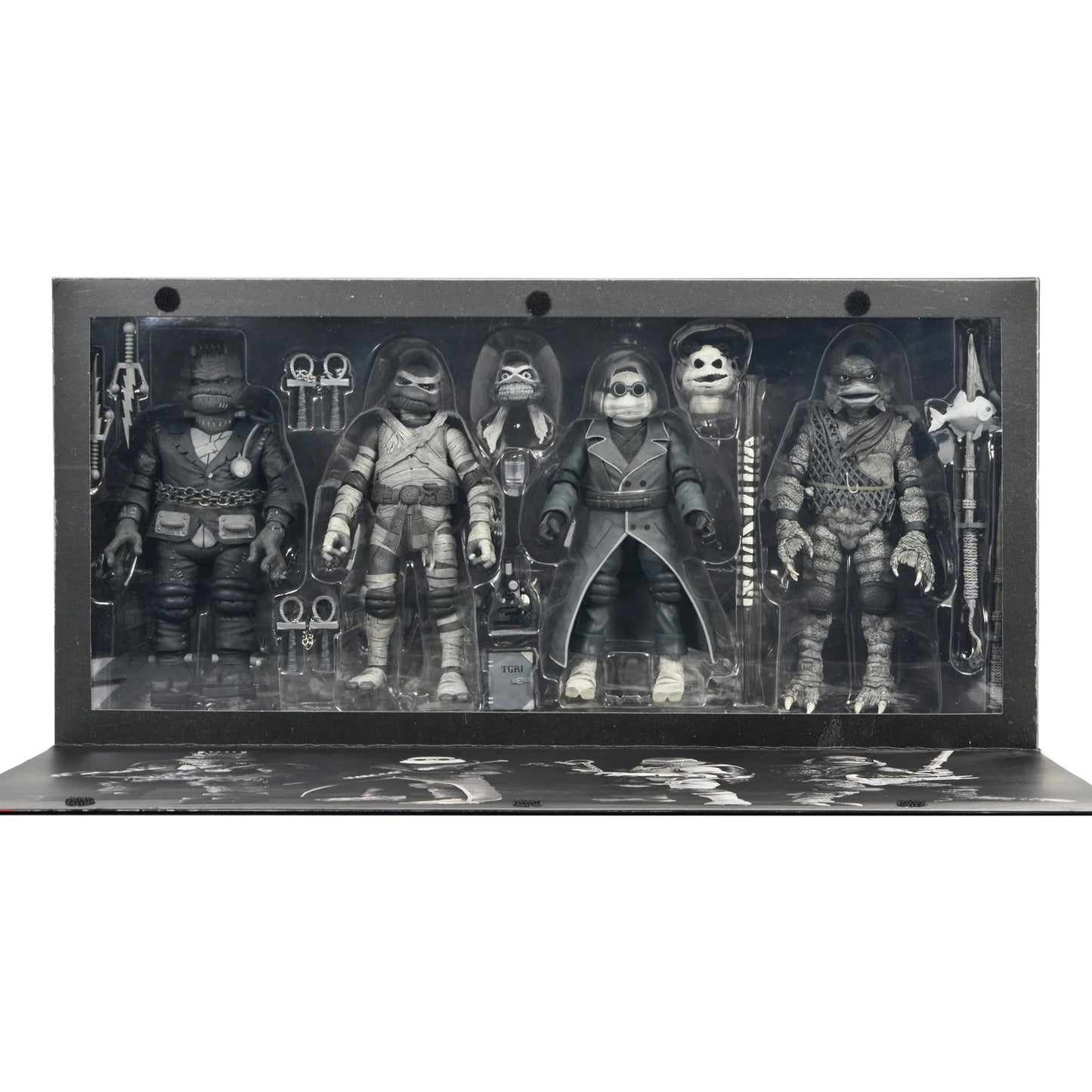 NECA: Universal Monsters x Teenage Mutant Ninja Turtles – Black & White Turtles 7” Scale Action Figure 4-Pack