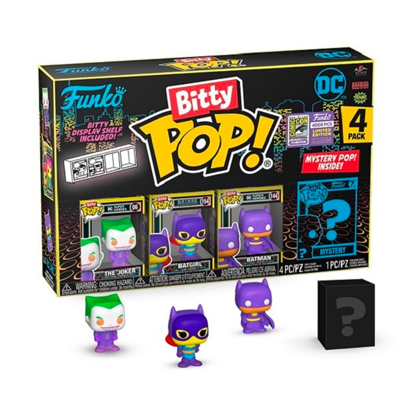 Funko: Bitty Pop! DC Comics 4-Pack Series 2 (Black Light) Blind Box