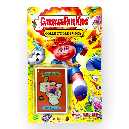Garbage Pail Kids - Potty Scotty Glow in the Dark Enamel Pin and Trading Card
