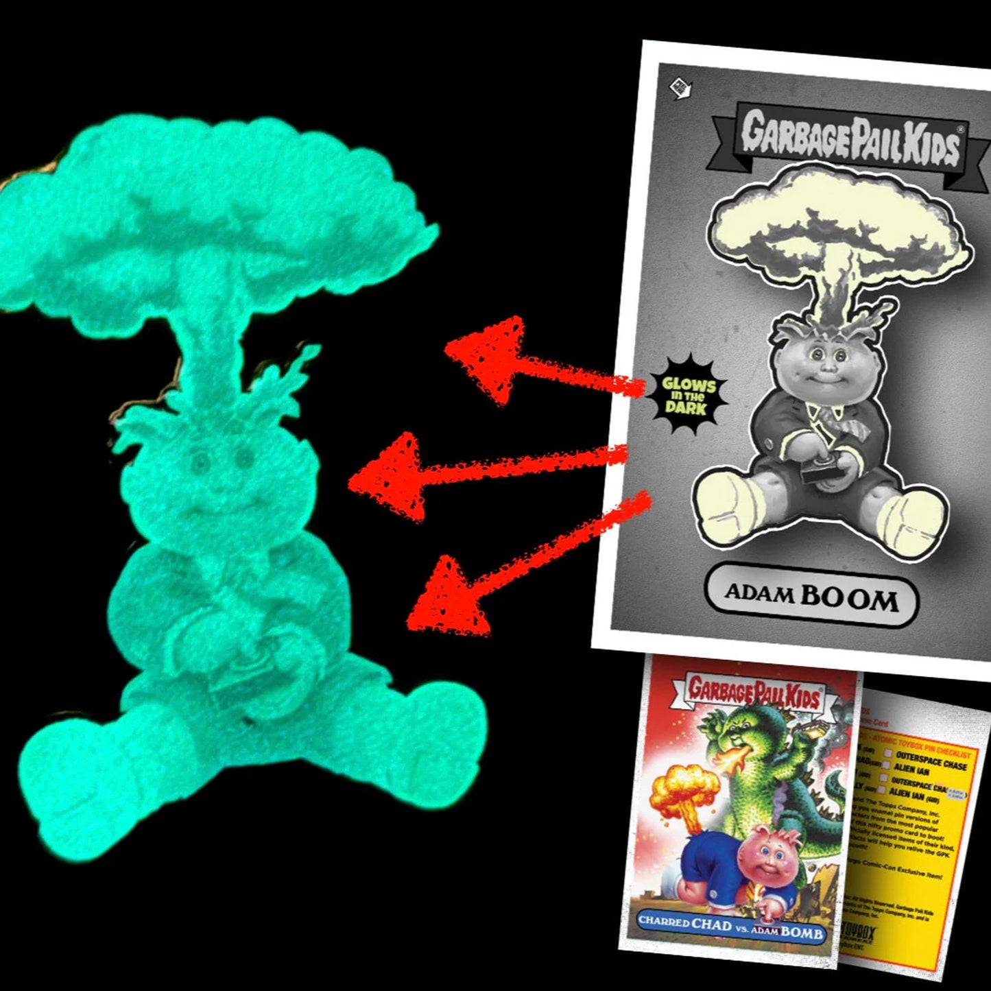 Garbage Pail Kids - Blasted Billy Glow in the Dark Enamel Pin and Trading Card
