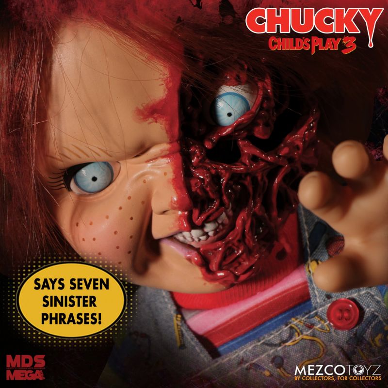 MEZCO TOYZ: MDS - Child's Play 3: Talking Pizza Face Chucky 15" Tall Figure