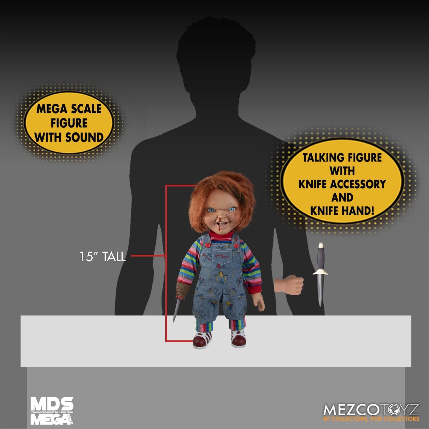 Mezco Toyz: MDS Mega Scale - Child's Play 2 Talking Menacing Chucky 15" Figure