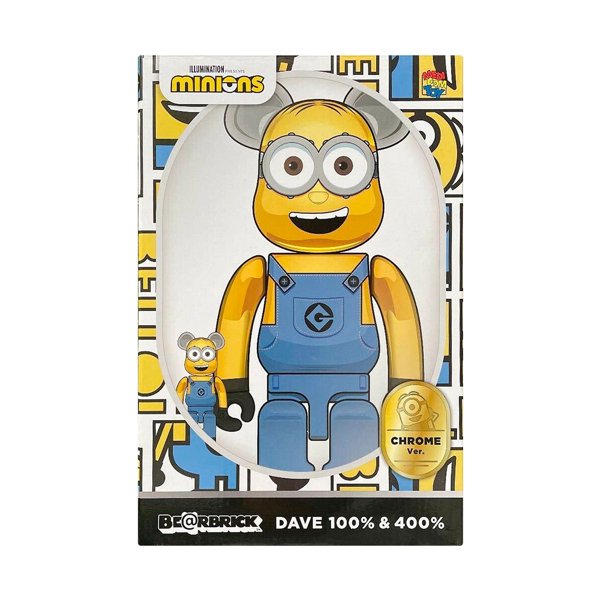 MEDICOM TOY: BE@RBRICK - Minions Dave Chrome 100% u0026 400%