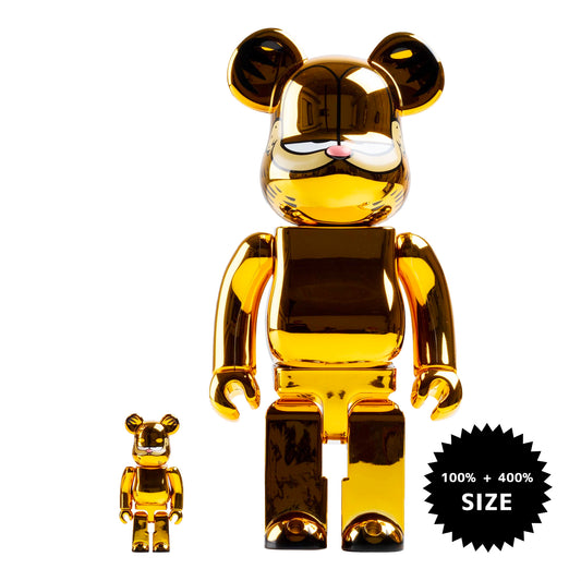 MEDICOM TOY: BE@RBRICK - Garfield Gold Chrome 100% & 400%