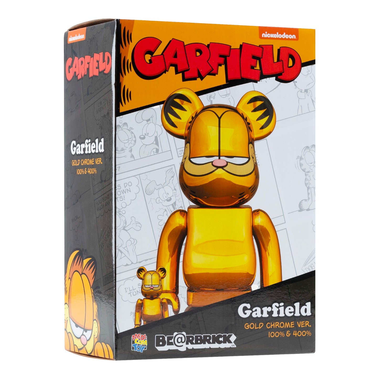 MEDICOM TOY: BE@RBRICK - Garfield Gold Chrome 100% & 400%