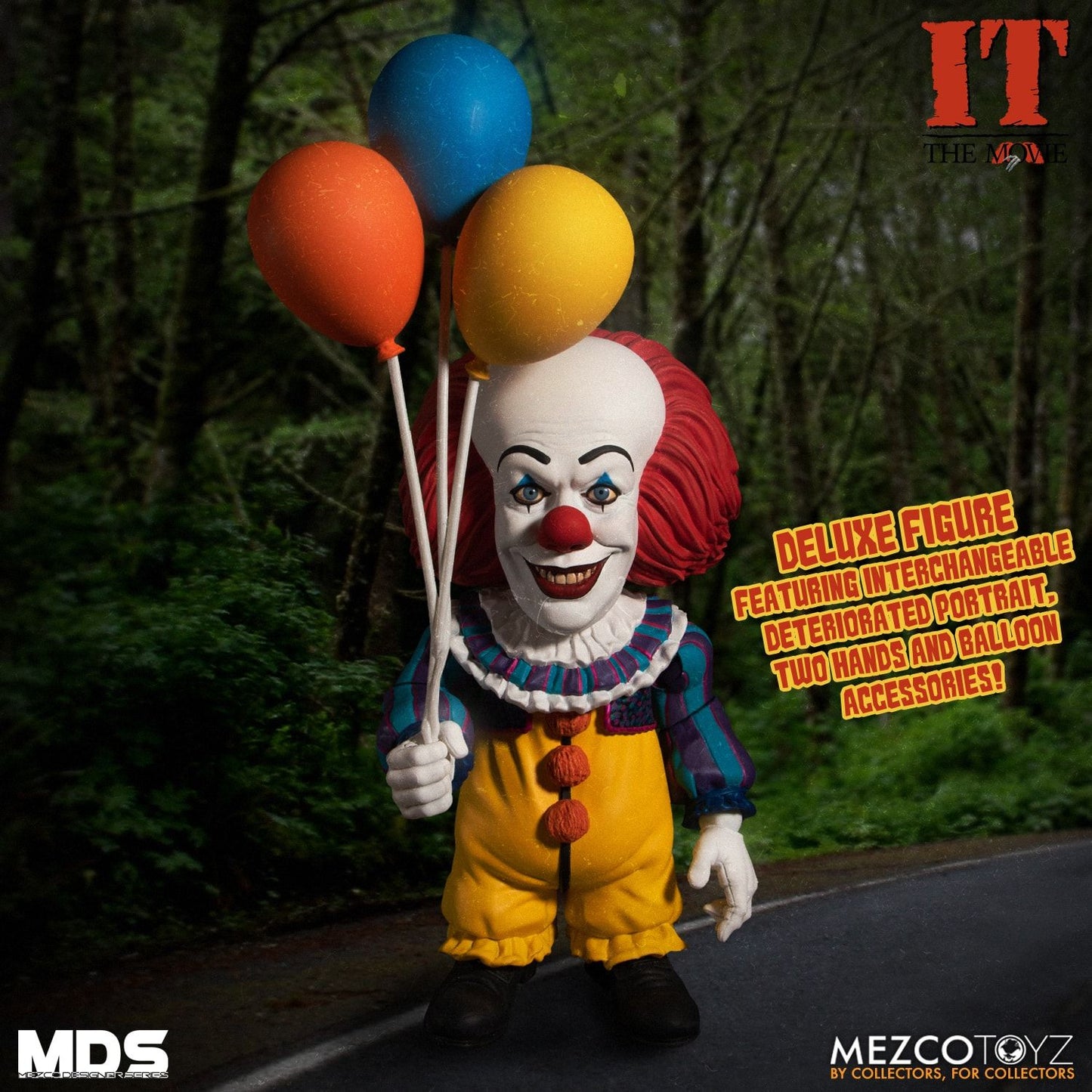 MEZCO TOYZ: LDD Presents - IT 1990: Pennywise 10" Tall Figure: MDS Mega Scale - IT (1990) Deluxe Pennywise 6" Tall Figure