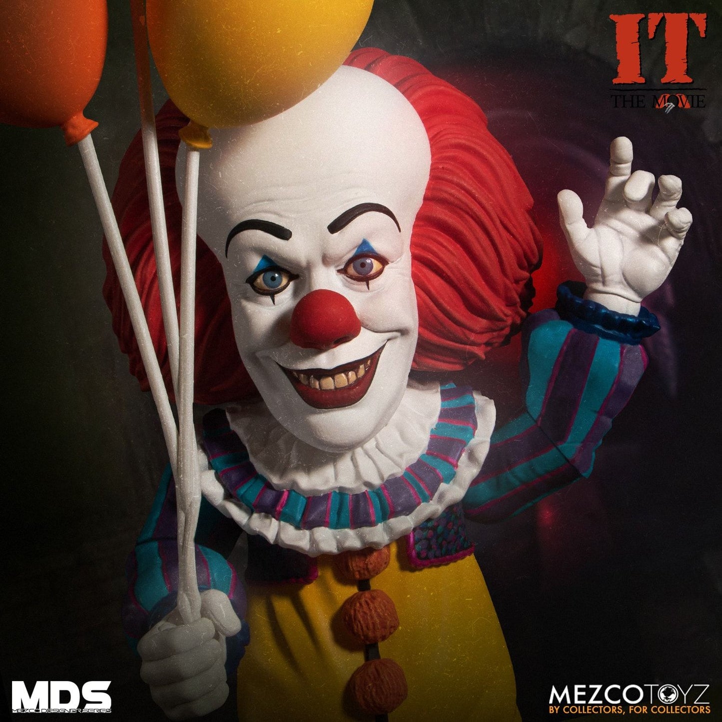 MEZCO TOYZ: LDD Presents - IT 1990: Pennywise 10" Tall Figure: MDS Mega Scale - IT (1990) Deluxe Pennywise 6" Tall Figure