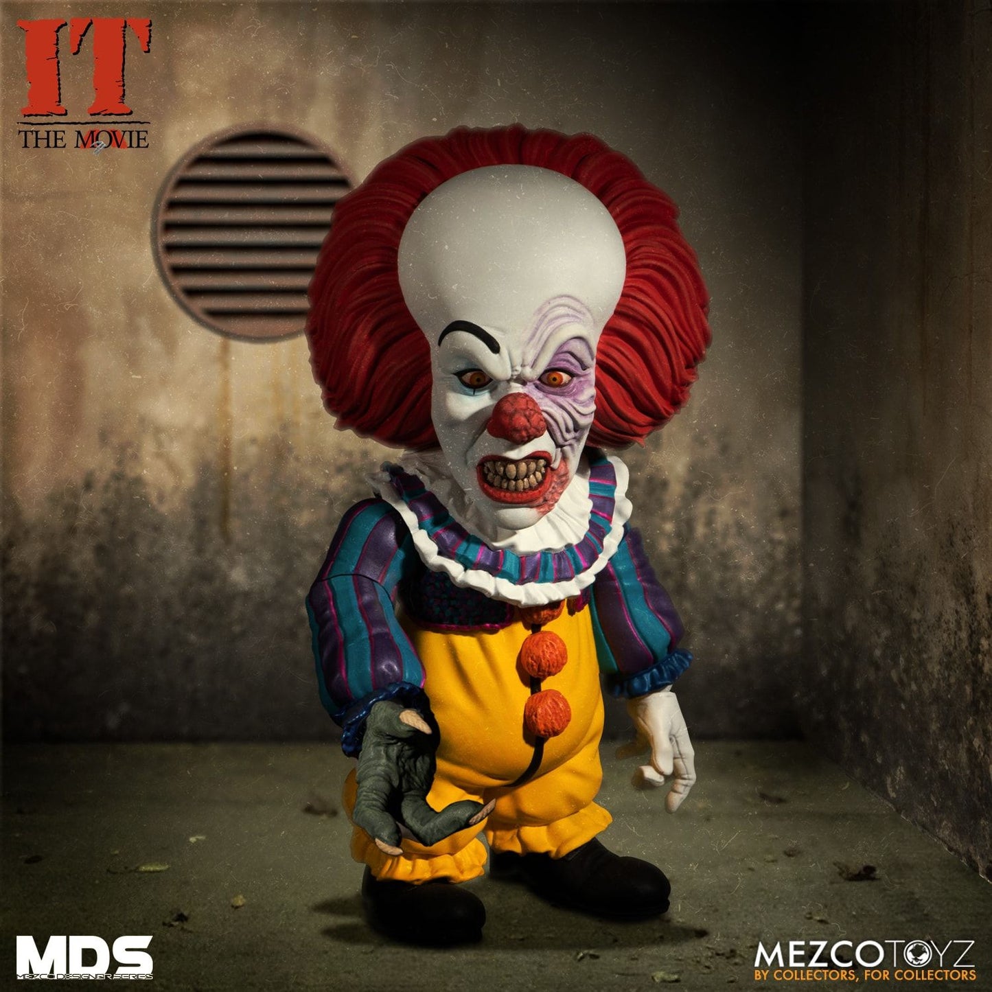 MEZCO TOYZ: LDD Presents - IT 1990: Pennywise 10" Tall Figure: MDS Mega Scale - IT (1990) Deluxe Pennywise 6" Tall Figure