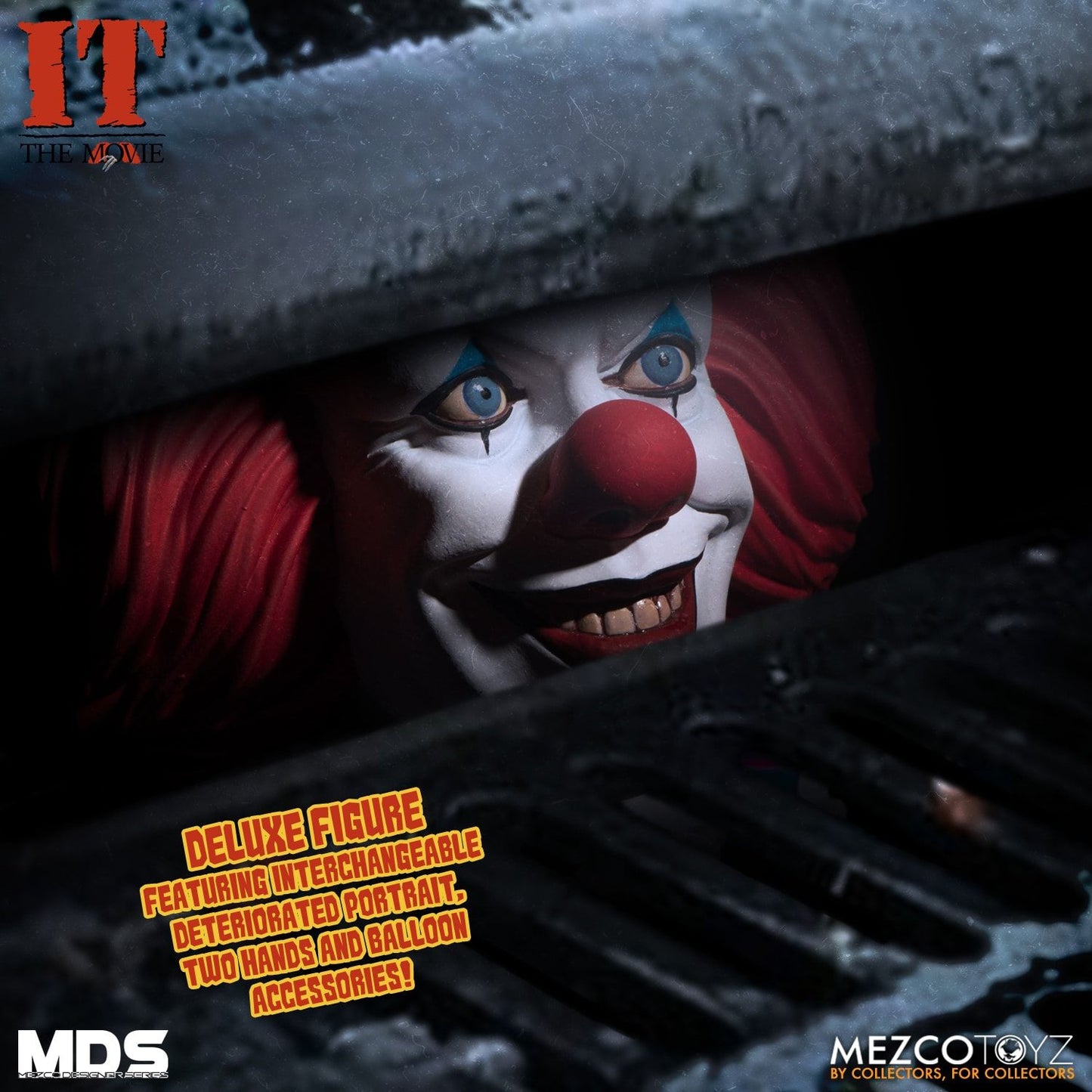 MEZCO TOYZ: LDD Presents - IT 1990: Pennywise 10" Tall Figure: MDS Mega Scale - IT (1990) Deluxe Pennywise 6" Tall Figure